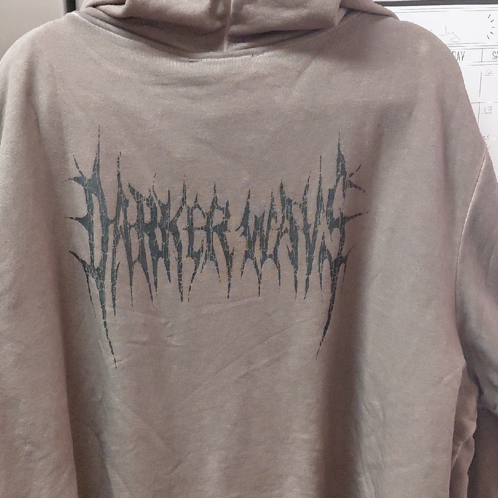 DOLLSKILL DARKER WAVS XXL BROWN TWOFER ZIP FRONT HOODIE "DARKERWAVS" ON BACK